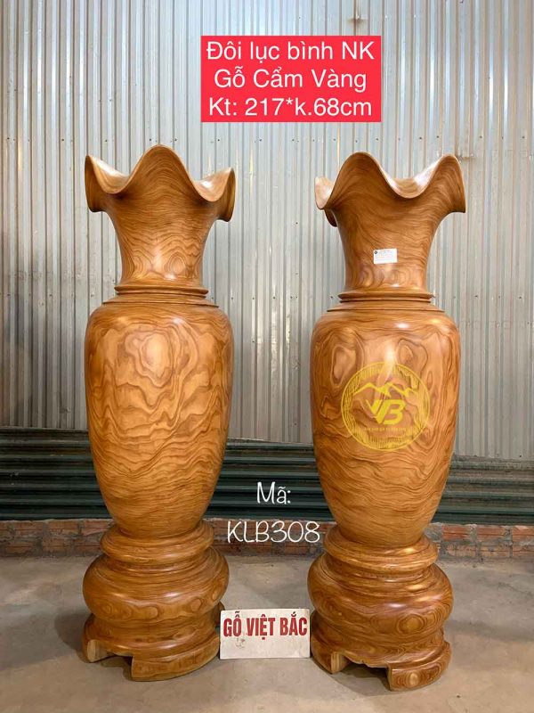 Lục bình nguyên khối gỗ Cẩm vàng KLB308 1