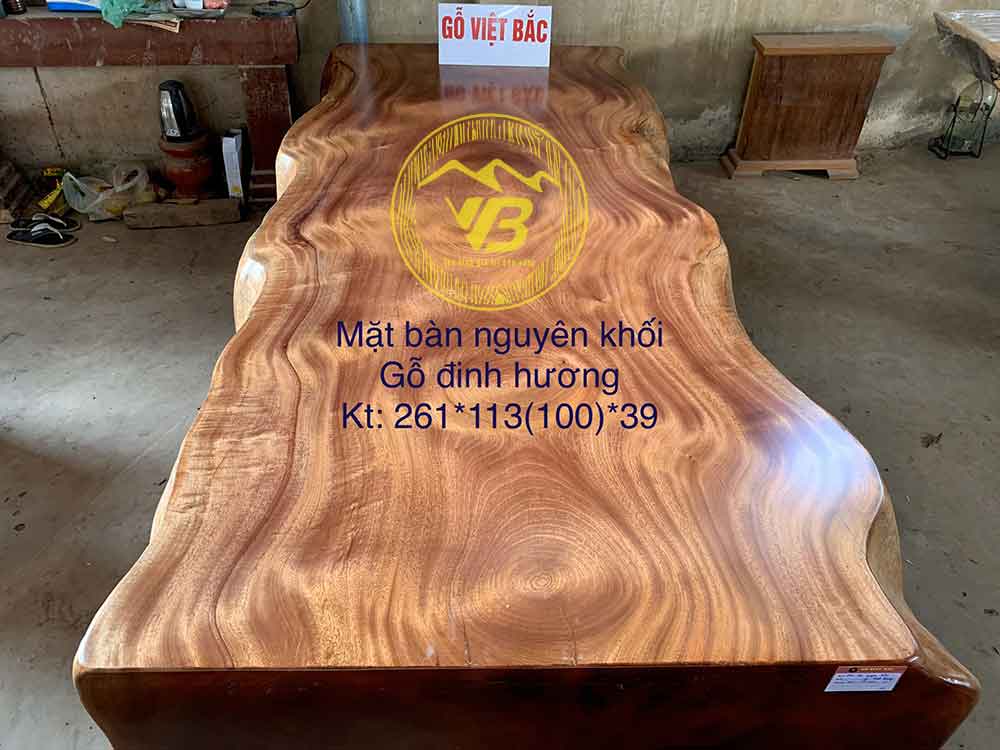 Mặt bàn nguyên khối gỗ Đinh Hương siêu Vip BGNK15